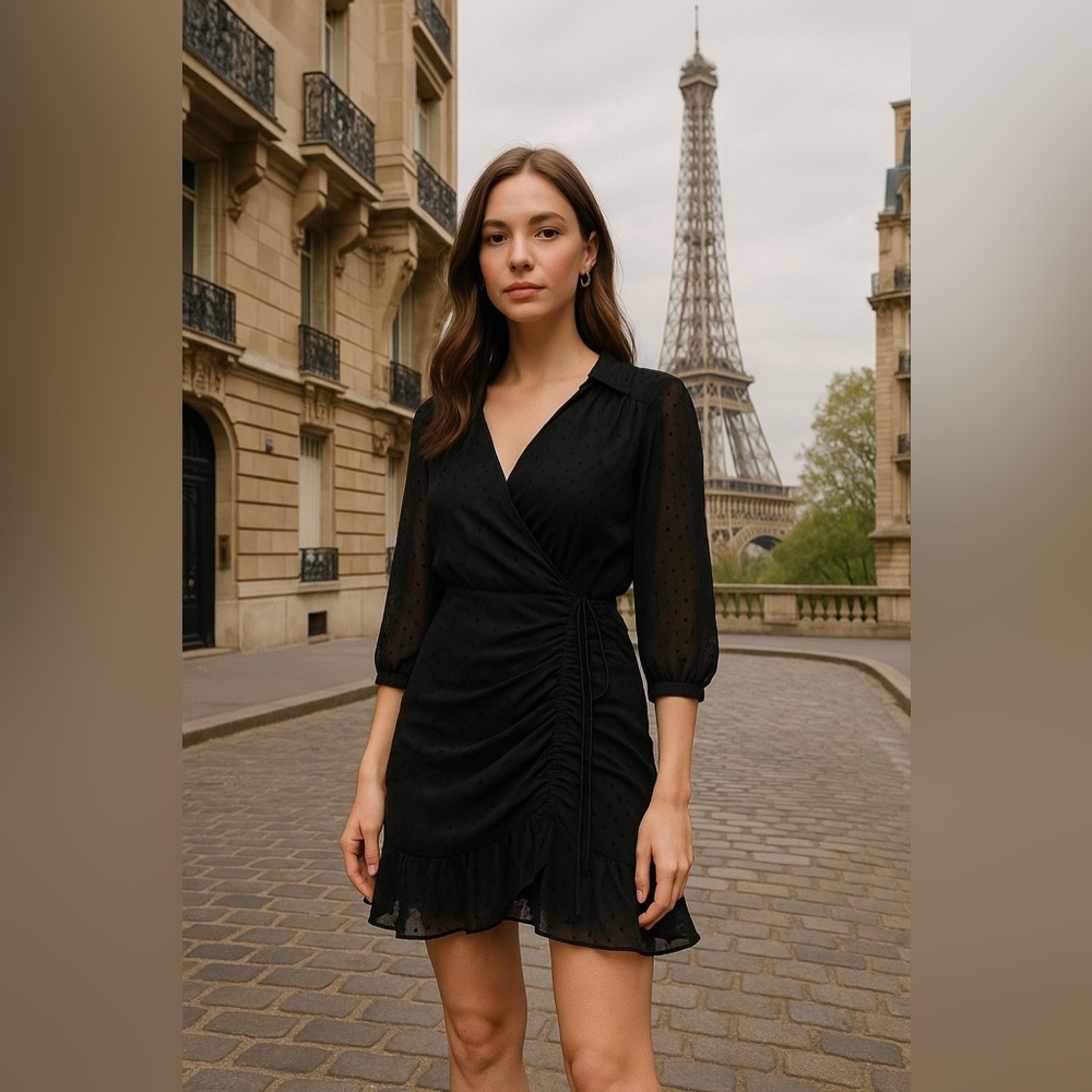 aqua swiss dot faux wrap dress June sale